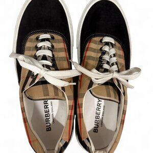 Burberry Men's Plaid Tan Tartan Logo Checkered Trainers Sneakers